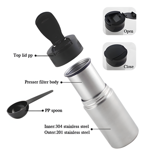 Mug à café en acier inoxydable de 450 ml avec couvercle à presse française, double paroi isolée, cafetière de voyage sans BPA - Product Image 6