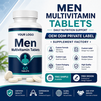 Tablet Multivitamin Harian Pria untuk Energi, Imunitas, dan Kesehatan Pencernaan, Suplemen Nutrisi Komprehensif, 60 Tablet