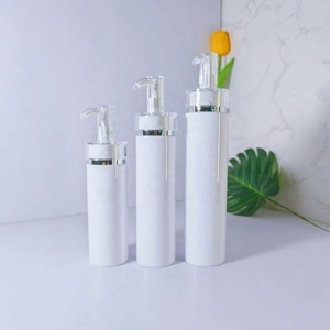 24 Teeth White PET Flat Shoulder Plastic <b>Bottle</b> With Acrylic Pump Head Lotion <b>Bottle</b> - Product Image 1
