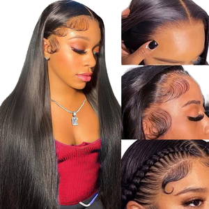 Perruque frontale en dentelle HD transparente 13x4 de 30 pouces, <span class=keywords><strong>cheveux</strong></span> vierges naturels noirs lisses, 100% <span class=keywords><strong>cheveux</strong></span> humains brésiliens bruts pour femmes - Product Image 1