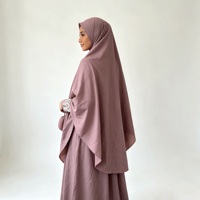 Ensemble Khimar Crinkle pour femmes, léger, sans repassage, tenue modeste, vêtements musulmans islamiques, longueur au sol