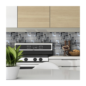 Mosaïque blanc argent dosseret mosaïque facile à faire soi-même marbre <span class=keywords><strong>pierre</strong></span> aspect <span class=keywords><strong>Pvc</strong></span> vinyle bâton sur mosaïque cuisine carrelage mural - Product Image 1