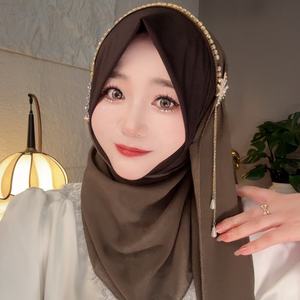 Hijab de Chifón de Color Sólido de Alta Calidad Instantáneo de Malasia 2026, Hijabs Elegantes de Lujo con Cuentas para Mujer, Modelo <span class=keywords><strong>H886</strong></span> - Product Image 1