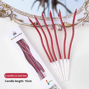 <span class=keywords><strong>Vela</strong></span> Espiral Decorativa para Pastel de Cumpleaños, Hecha a Mano con Cera de Parafina, Estilo Retro, Curva, para Fiestas - Product Image 3