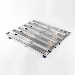 Grande grille de <span class=keywords><strong>douche</strong></span> linéaire moderne en acier inoxydable avec insert de carrelage Watermark pour baignoire et salle de bain en sous-sol - Product Image 6