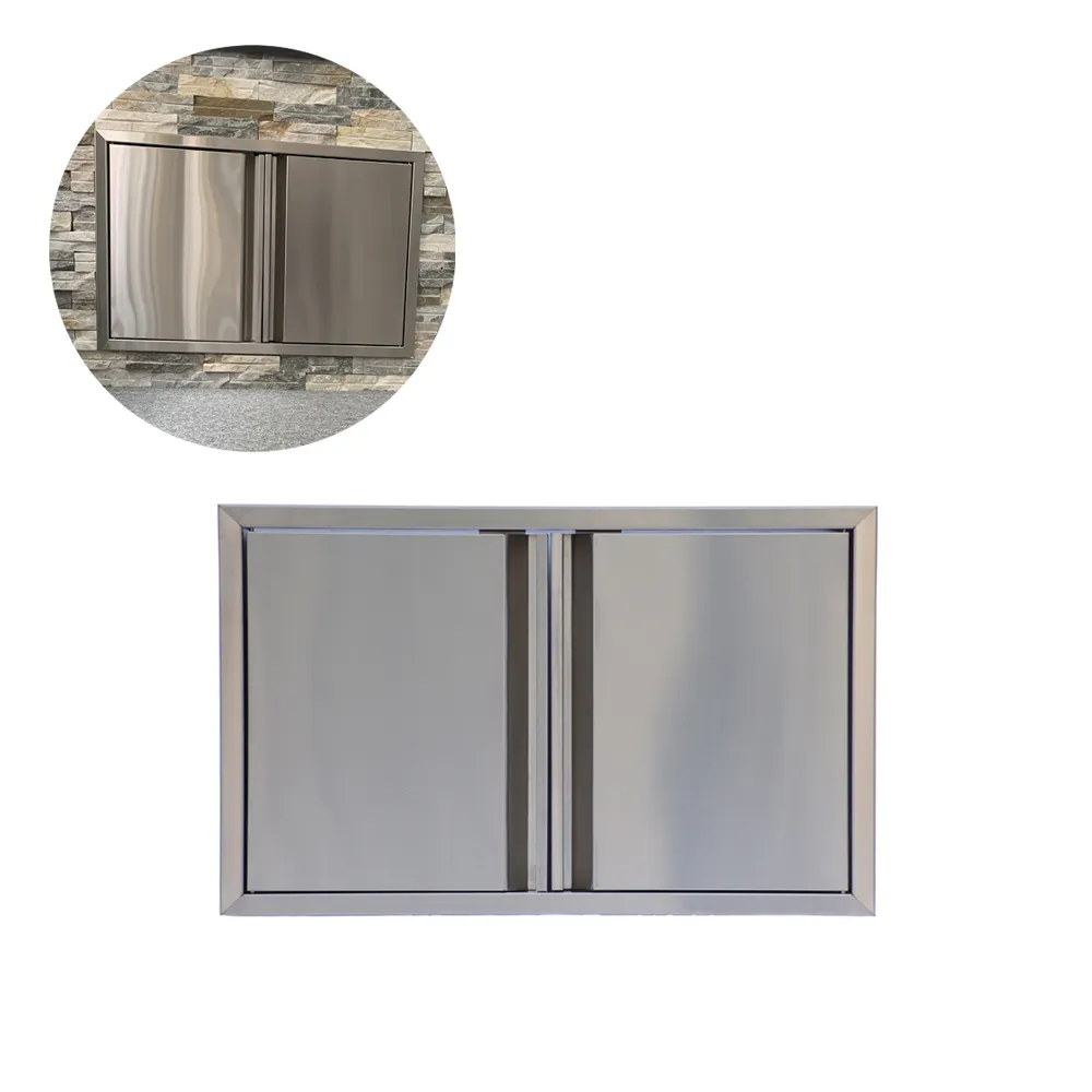 Îlot de cuisine extérieur Armoire de rangement en acier inoxydable Meubles de cuisine Portes Design Cuisine Acier inoxydable SUS 304 Moderne Brossé