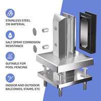 Support de fixation moderne en acier inoxydable à base carrée pour clôture de piscine en verre, balustrade en verre sans cadre, résistant à l'eau et à la rouille, pour escalier et hôpital