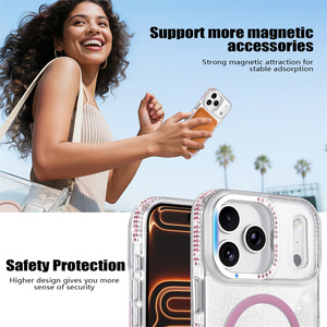 Nueva Funda Magnética Inalámbrica con Diamantes Brillantes para <span class=keywords><strong>iPhone</strong></span> 17 12 13 14 15 16 Pro Max, Soporte Oculto, Carcasa Antigolpes de PC - Product Image 2
