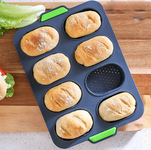 Wholesale Online New Food Grade <b>Silicone</b> Cake <b>Baking</b> Molds 8 Grid French Bread Bake 3pcs MOQ - Product Image 3