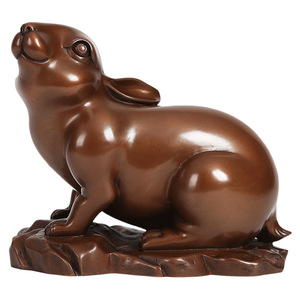 Copper Rabbit Zodiac Figurine Feng Shui <b>Desk</b> Decor Home Office Gift Chinese New Year Decoration Single Piece - Product Image 4