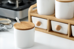 Conjunto de Potes de Especiarias Redondos de Cerâmica e Porcelana com Colher, Ecológicos - Product Image 2