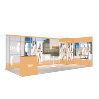 Stan Pameran Modular Aluminium SEG Backlit 10x20 kaki Tanpa Alat, Booth Pameran Kustom dengan Dudukan TV dan Rak