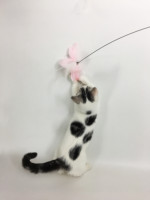 Jouet interactif pour chat à ventouses puissantes, avec fil long, pointe en roseau, plume et clochette, anti-morsure, pour stimuler l'activité des animaux de compagnie