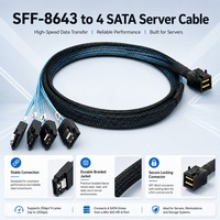 Cable de Datos Mini SAS SFF-8643 de 36 Pines a 4 SATA, 6 Gbps, Blindado con Lámina de Aluminio, Cobre Plateado, para Servidor, Almacenamiento, HDD, SSD