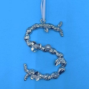 Alloy Letter S Ornament <b>Gold</b> Pearl Decor <b>Christmas</b> <b>Tree</b> Hanging Home Decoration Personal Gift Handmade Craft - Product Image 2