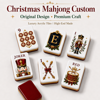 Table de Mahjong Américain de Noël Personnalisée de Luxe Moderne, Ensemble de Tuiles Acryliques Gravées à 3 Couches, 4 Joueurs, Designer Original, Fêtes, OEM