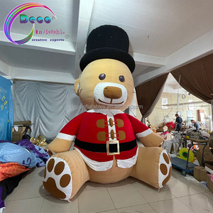 Decoración de Navidad inflable lindo oso inflable de peluche marrón oso inflable gigante de Papá Noel con sombrero negro - Product Image 6