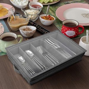 Đồ Dùng Flatware Lưu Trữ Ngực Với Nắp Rõ Ràng Và Có Thể Điều Chỉnh Ngăn Bộ Đồ Ăn Nhà Bếp Hộp Lưu Trữ Cho Tổ Chức Đồ Dùng - Product Image 4