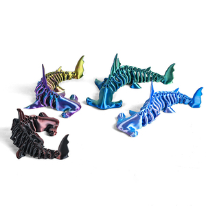 Juguetes de Animales Marinos Impresos en 3D, Tiburón <span class=keywords><strong>Martillo</strong></span> Articulado, Figura de Animal Oceánico Flexible con Articulaciones Móviles para Escritorio - Product Image 4