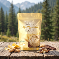 Sachet d'emballage personnalisé pour poudre de Baobab biologique avec fermeture éclair, sachet alimentaire pour poudre protéinée avec fenêtre, à fond plat