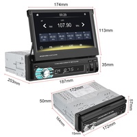 Autoradio Podofo Single Din Carplay, autoradio stéréo 7 pouces avec écran tactile rétractable, autoradio BT FM avec entrée auxiliaire USB et caméra 12 LED