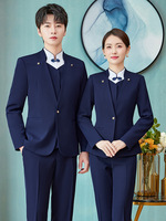 Ropa de trabajo de Recepción de bienvenida de negocios profesional, restaurante chino, gerente de banquete de Hotel, traje de personal de recepción, 4 transpirables