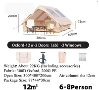 Grande tente de camping de luxe 3x4m en tissu Oxford imperméable avec tube à air pour 4 à 6 personnes, tente gonflable