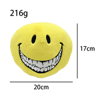 Boneka Bola Bulu Lembut Bulat Kuning Wajah Tersenyum Jahat Isi Kapas PP Boneka Bulu Bulat Lembut Custom Logo Batch Kedua