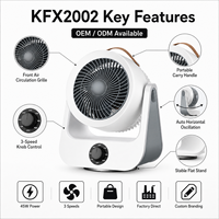 Ventilateur de table polyvalent blanc et argenté de style européen avec logo personnalisé et humidification pour le travail et le salon
