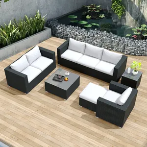 OEM Supplier Sofa Outdoor Luxury Waterproof Furniture PE Rattan Sectional Corner Sofa Room Set