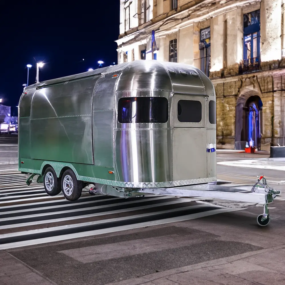 2024 Mobiele Café Food Trailer Automaat Kar Fabriek Hot Verkoop Reizen Aluminium Airstream Trailer