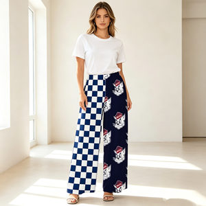 <span class=keywords><strong>Pantaloni</strong></span> Harem a Quadri con Spacco Laterale, Larghi, Estivi, Traspiranti, Antipiega, Antipilling, Asciugatura Rapida, Morbidi, Elastici, <span class=keywords><strong>Vita</strong></span> Alta, Casual - Product Image 1