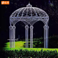 Pavillon de paysage en fer de style européen à six colonnes, yourte mongole, cérémonie de mariage en plein air, pavillon de fleurs