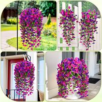 Meilleures ventes : Paniers suspendus décoratifs en fleurs artificielles de glycine trompette en soie, pour jardins et cours