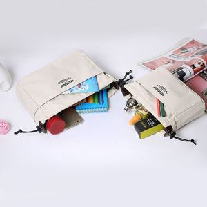 Large Capacity Canvas Storage <b>Bag</b> Portable Cosmetic and Stationery <b>Bag</b> with <b>String</b> Closure - Product Image 4