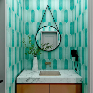 Baldosa de metro en forma de pluma Irregular, baldosa Digital 3D, artística, Irregular, verde, precio de fábrica - Product Image 4