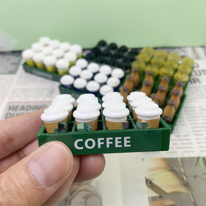 <span class=keywords><strong>1</strong></span>:12 Scale บ้านตุ๊กตาขนาดเล็กกาแฟเครื่องดื่มถ้วยกาแฟและขวดกาแฟและถาด (<span class=keywords><strong>1</strong></span>ชุด = ถาด + 12ขวดมินิ) - Product Image 1