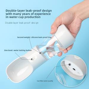 Grosir botol air anjing portabel <span class=keywords><strong>3</strong></span>-in-1, mangkuk hewan peliharaan pola Solid, cangkir perjalanan ramah lingkungan dapat dilipat gantung - Product Image 2