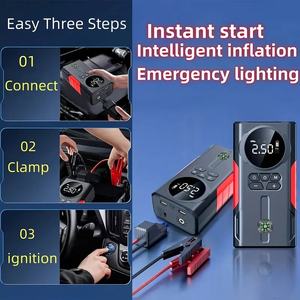 מטען נייד 6 ב-1 להתנעת רכב, בוסטר סוללה, בנק כוח, מטען סוללות ליתיום, משאבת אוויר לצמיגים, ניפוח צמיגים עם תאורה - Product Image 5