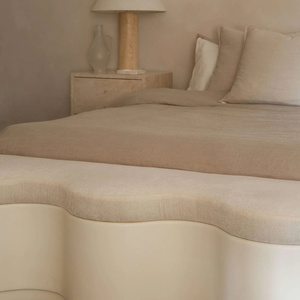 Otomana Nórdica de Tela Blanca, Terciopelo de Calidad, para Dormitorio o Sala de Estar, con Espacio de Almacenamiento - Product Image 4