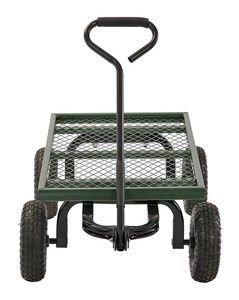 OEM Customizable Four-Wheel Free Flat Tires Metal Deck Garden Flatbed <b>Trolley</b> with Platform Structure - Product Image 4