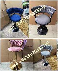 Sillas de Bar Modernas de Lujo con Base de Metal Dorado y Terciopelo Negro, Sillas de Bar para Cafetería, Sillas Altas para Cocina - Product Image 4