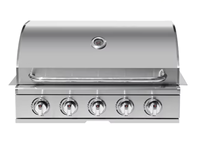 Barbecue intégré à 5 brûleurs de qualité commerciale-Acier inoxydable 304 avec brûleurs à haut rendement et couvercle rond élégant