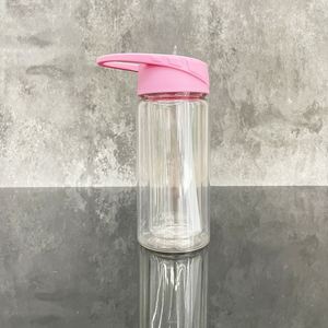 10 Oz Double Wall Plastic Acrylic Cups Strap <b>Flip</b> <b>Top</b> Lid Sport Water <b>Bottles</b> <b>With</b> Handle for Kids - Product Image 4
