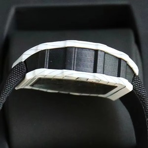 Montre mécanique squelette de luxe industrielle haut de gamme, boîtier en fibre de carbone blanc et noir, bracelet en nylon respirant, étanche - Product Image 4