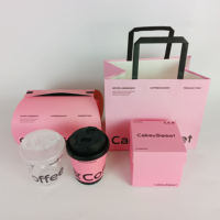 Boîte de papier kraft découpée en rouleau de qualité alimentaire de luxe personnalisée avec sac en papier et tasses à café