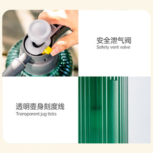 กระบอกฉีดน้ำพลาสติกพร้อมวาล์วระบายแรงดัน  เครื่องมือทำสวน  ขวดใส - Product Image 1