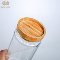 Récipient alimentaire en verre borosilicaté de haute qualité de haute qualité avec couvercle en bambou avec logo personnalisé