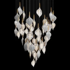 Lustre en céramique de luxe moderne brillant boule pendentif lumière pour la maison salon hall de l'hôtel - Product Image 4