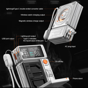 Ukalun AC 15W Banque d'alimentation sans fil pour <span class=keywords><strong>partage</strong></span> de montre magnétique 10000mAh pour <span class=keywords><strong>iPhone</strong></span> Banque d'alimentation 22.5W avec support de téléphone Câbles intégrés - Product Image 6